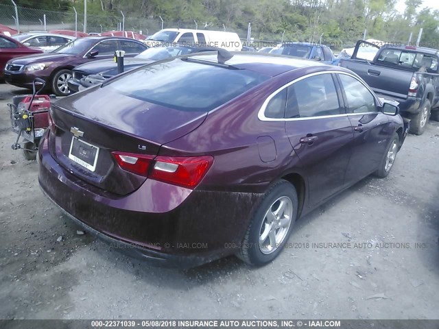 1G1ZC5ST0GF251846 - 2016 CHEVROLET MALIBU LS 勃艮第红 照片 4