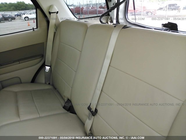 1FMCU0E71AKA32352 - 2010 FORD ESCAPE LIMITED WHITE photo 8