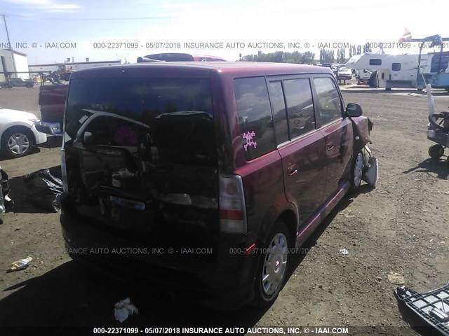JTLKT324764120319 - 2006 TOYOTA SCION XB RED photo 4