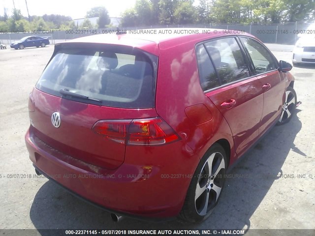 3VW5T7AUXHM076161 - 2017 VOLKSWAGEN GTI S RED photo 4