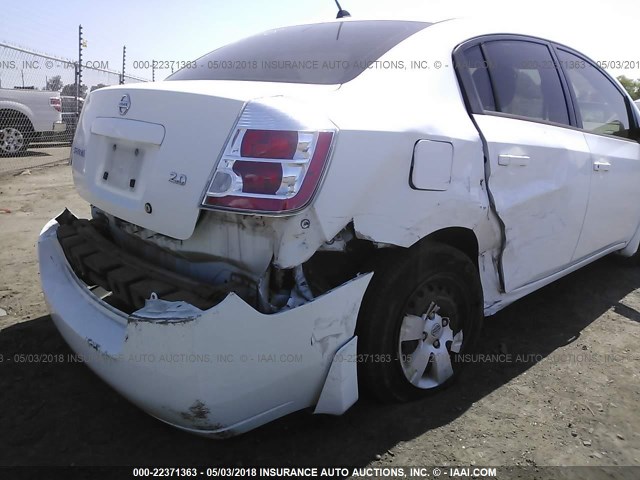 3N1AB61E37L619994 - 2007 NISSAN SENTRA 2.0/2.0S/2.0SL WHITE photo 6