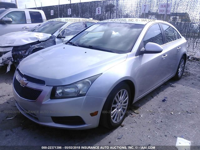 1G1PJ5S9XB7249221 - 2011 CHEVROLET CRUZE ECO SILVER photo 2