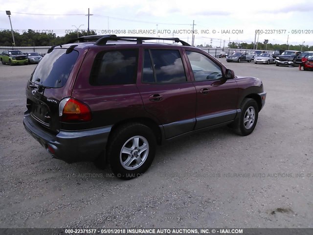 KM8SC83D51U060441 - 2001 HYUNDAI SANTA FE GLS/LX MAROON photo 4