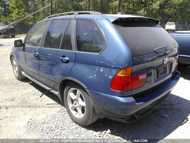 5UXFA53552LP30160 - 2002 BMW X5 3.0I BLUE photo 3
