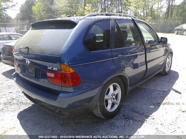 5UXFA53552LP30160 - 2002 BMW X5 3.0I BLUE photo 4