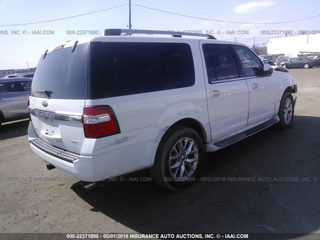 1FMJK1KT7HEA16511 - 2017 FORD EXPEDITION EL LIMITED WHITE photo 4
