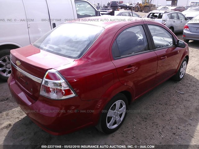 KL1TD56E39B662746 - 2009 CHEVROLET AVEO LS/LT RED photo 4