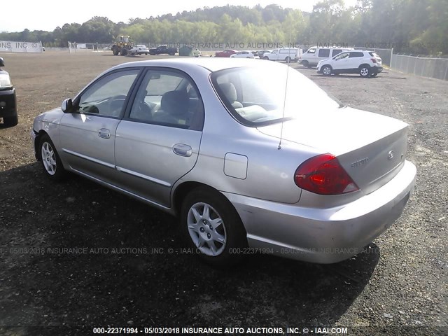 KNAFB121125142716 - 2002 KIA SPECTRA LS SILVER photo 3