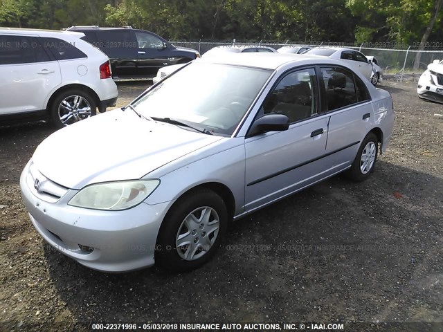 1HGES16395L011383 - 2005 HONDA CIVIC DX VP SILVER photo 2