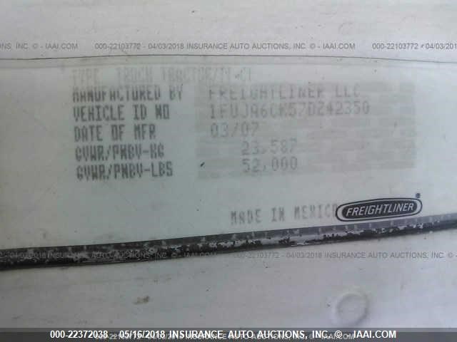 1FUJA6CK57DZ42350 - 2007 FREIGHTLINER CONVENTIONAL COLUMBIA 白色 照片 10