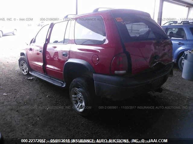 1D4HS38ZX3F599513 - 2003 DODGE DURANGO SPORT RED photo 3