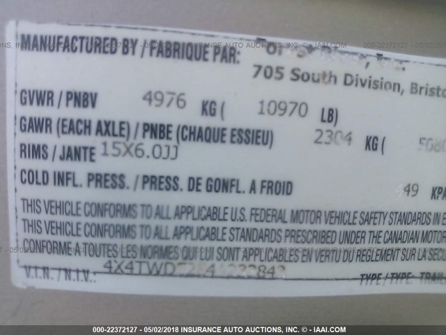 4X4TWDE284A233843 - 2004 FOREST RIVER WILDWOOD  未知 照片 9