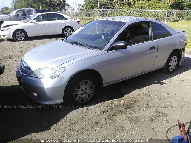 1HGEM22134L037948 - 2004 HONDA CIVIC DX VP SILVER photo 2