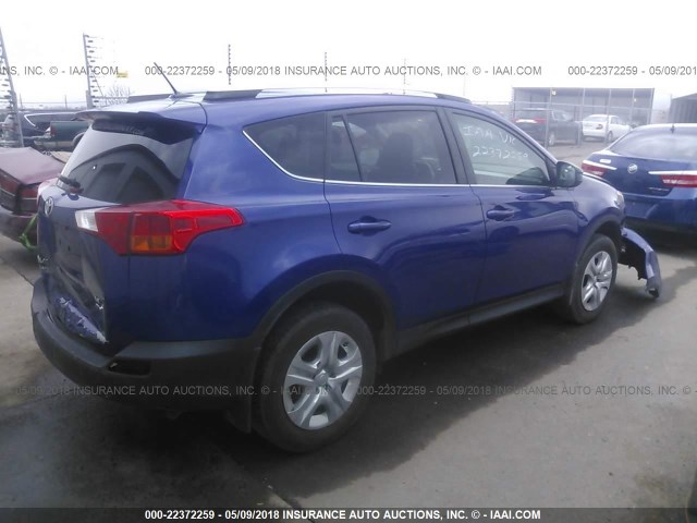 2T3BFREV8EW132233 - 2014 TOYOTA RAV4 LE BLUE photo 4