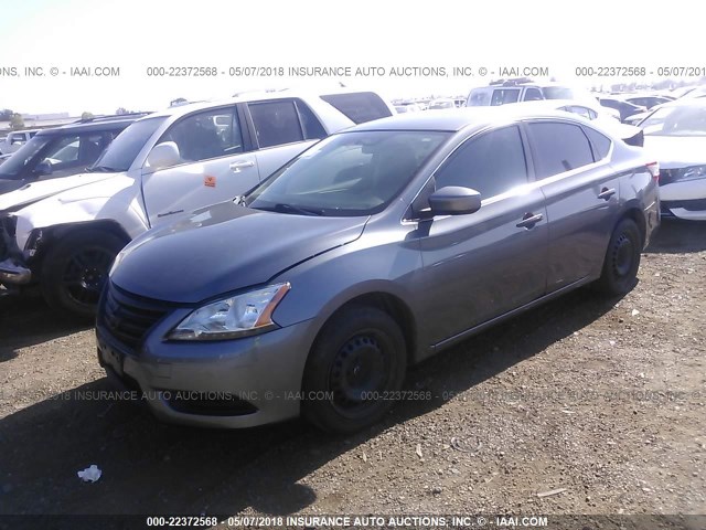 3N1AB7AP3FL659949 - 2015 NISSAN SENTRA S/SV/SR/SL GRAY photo 2