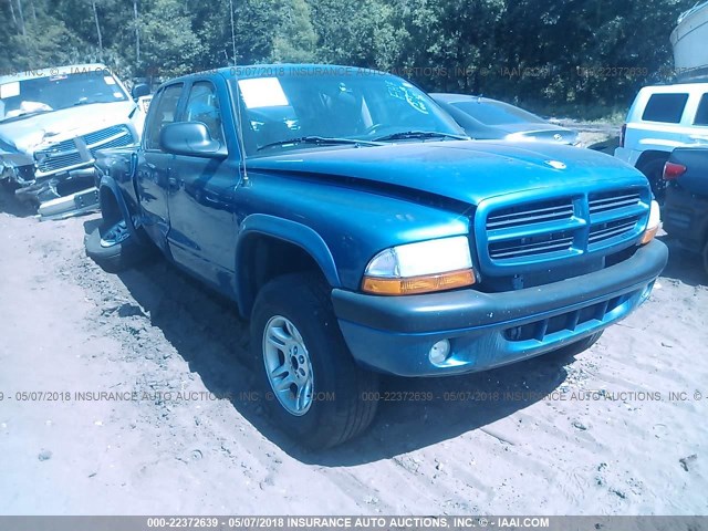 1D7HG38X33S235475 - 2003 DODGE DAKOTA QUAD SPORT BLUE photo 1