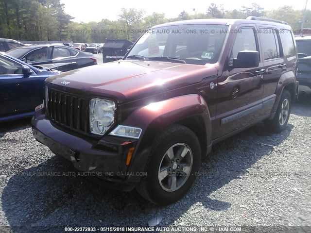 1J8GN28K28W210764 - 2008 JEEP LIBERTY SPORT RED photo 2