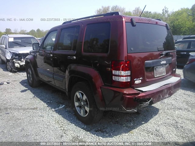 1J8GN28K28W210764 - 2008 JEEP LIBERTY SPORT RED photo 3