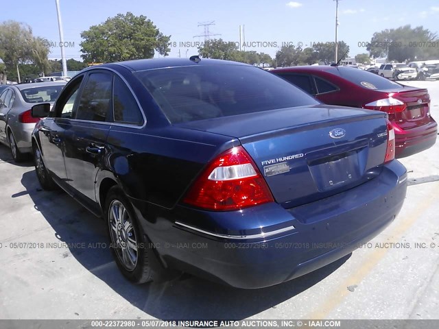 1FAHP25117G149634 - 2007 FORD FIVE HUNDRED LIMITED BLUE photo 3