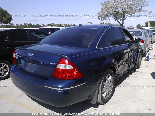 1FAHP25117G149634 - 2007 FORD FIVE HUNDRED LIMITED BLUE photo 4