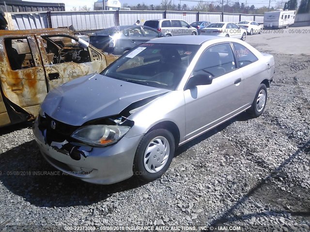 1HGEM22165L013919 - 2005 HONDA CIVIC DX VP SILVER photo 2