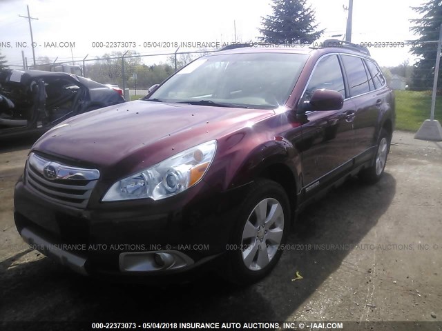 4S4BRCKC8B3351694 - 2011 SUBARU OUTBACK 2.5I LIMITED BURGUNDY photo 2