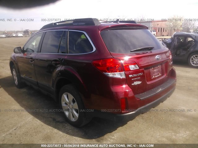 4S4BRCKC8B3351694 - 2011 SUBARU OUTBACK 2.5I LIMITED BURGUNDY photo 3