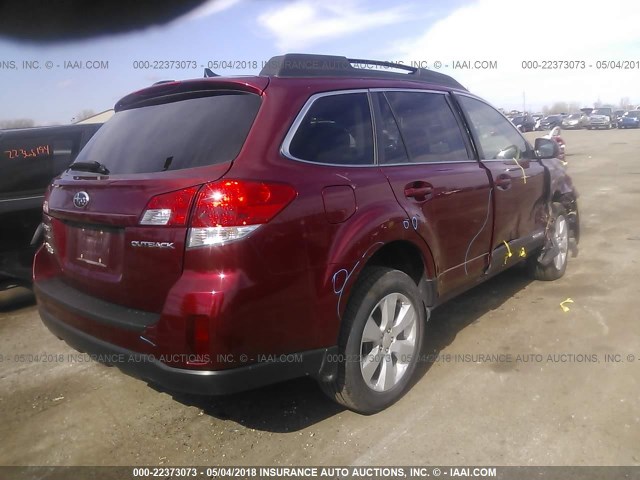 4S4BRCKC8B3351694 - 2011 SUBARU OUTBACK 2.5I LIMITED BURGUNDY photo 4