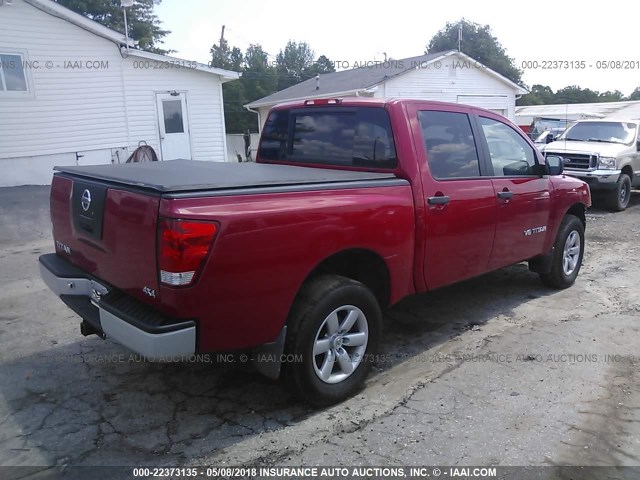 1N6AA0EJ1BN324516 - 2011 NISSAN TITAN S/SV/SL/PRO-4X RED photo 4