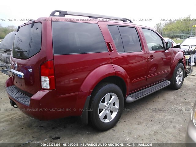 5N1AR18BX9C608900 - 2009 NISSAN PATHFINDER S/LE/SE RED photo 4