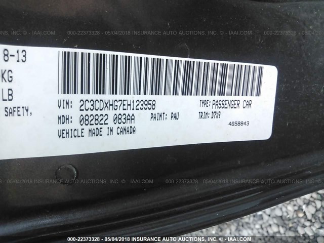 2C3CDXHG7EH123958 - 2014 DODGE CHARGER SXT GRAY photo 9