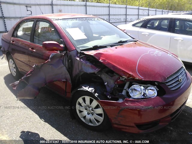 JTDBR32E232015603 - 2003 TOYOTA COROLLA CE/LE RED photo 1