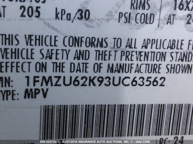 1FMZU62K93UC63562 - 2003 FORD EXPLORER XLS/XLS SPORT GRAY photo 9