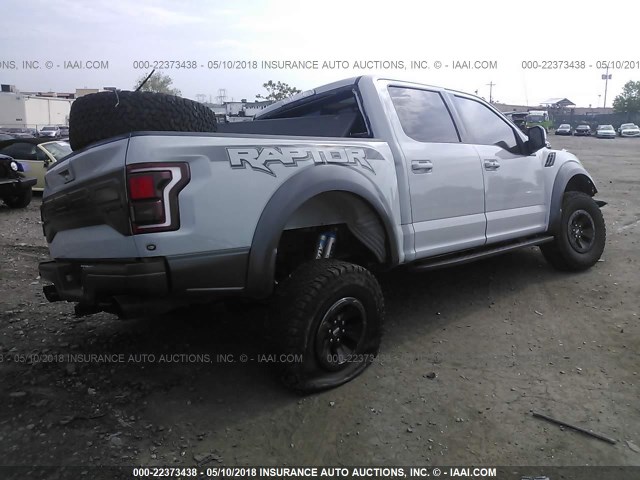 1FTFW1RGXHFA56115 - 2017 FORD F150 RAPTOR GRAY photo 4