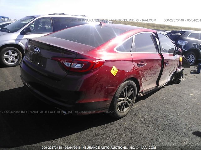 5NPE24AF3GH349953 - 2016 HYUNDAI SONATA SE RED photo 4