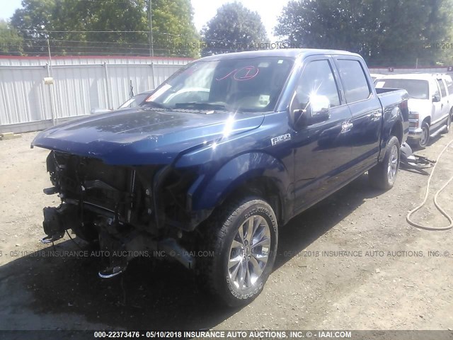 1FTEW1EF5GKE69767 - 2016 FORD F150 SUPERCREW BLUE photo 2