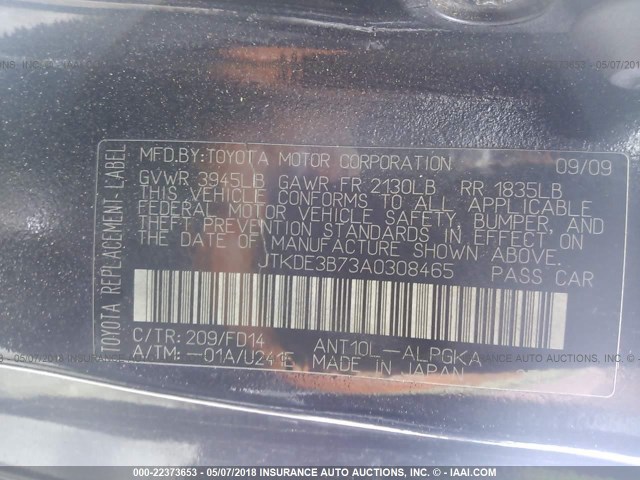 JTKDE3B73A0308465 - 2010 TOYOTA SCION TC 黑色 照片 9