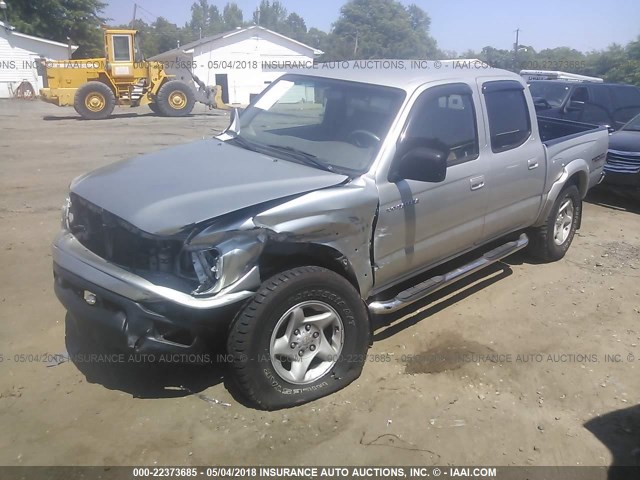 5TEHN72N61Z776253 - 2001 TOYOTA TACOMA DOUBLE CAB SILVER photo 2