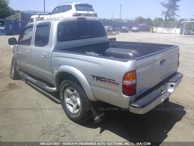 5TEHN72N61Z776253 - 2001 TOYOTA TACOMA DOUBLE CAB ვერცხლისფერი ფოტო 3