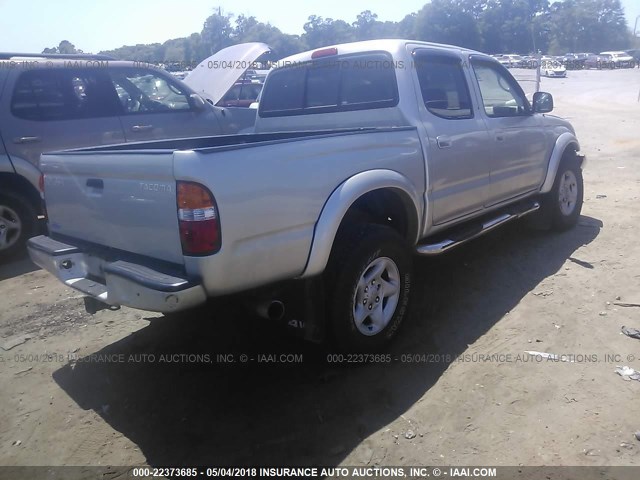 5TEHN72N61Z776253 - 2001 TOYOTA TACOMA DOUBLE CAB ვერცხლისფერი ფოტო 4