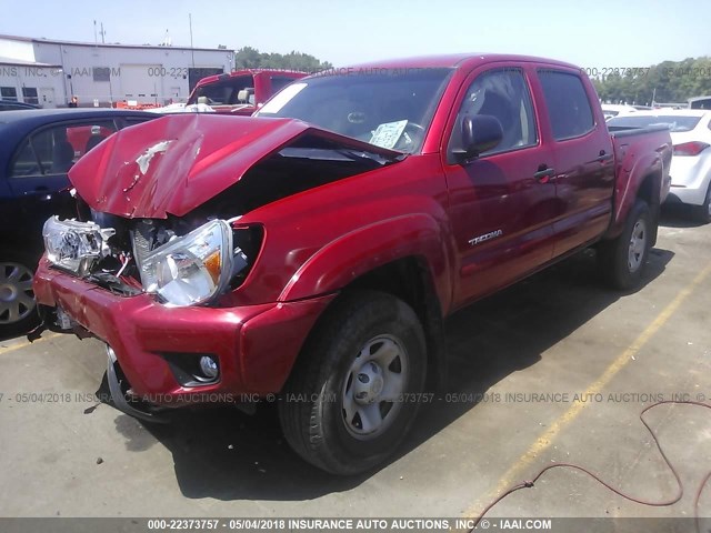 3TMJU4GN9FM192414 - 2015 TOYOTA TACOMA DOUBLE CAB PRERUNNER RED photo 2