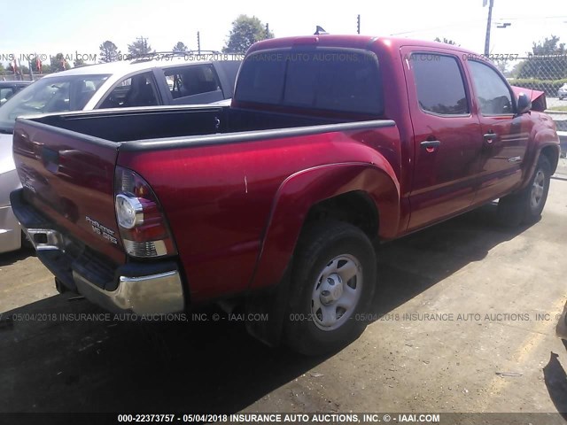 3TMJU4GN9FM192414 - 2015 TOYOTA TACOMA DOUBLE CAB PRERUNNER RED photo 4