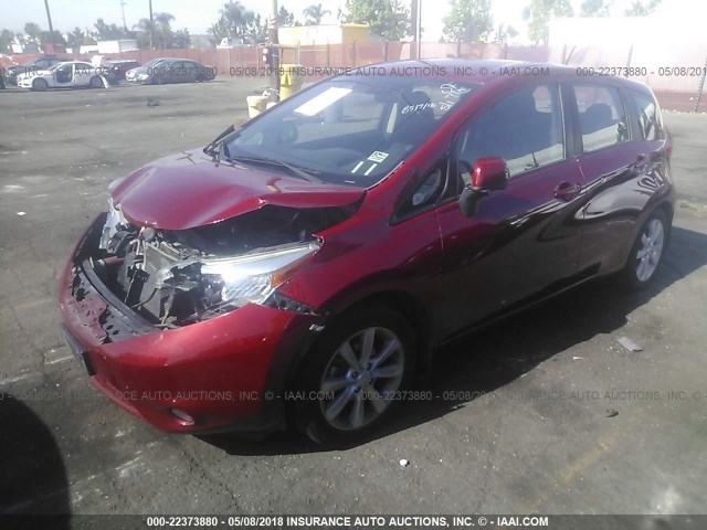 3N1CE2CPXEL395613 - 2014 NISSAN VERSA NOTE S/S PLUS/SV/SL RED photo 2