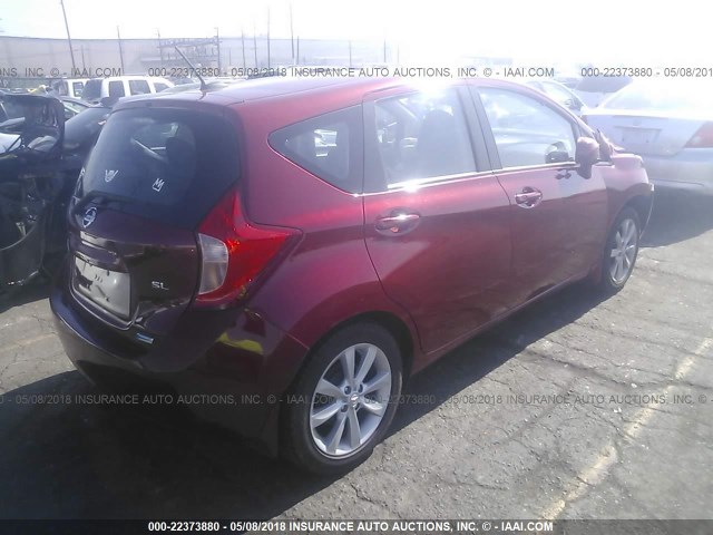 3N1CE2CPXEL395613 - 2014 NISSAN VERSA NOTE S/S PLUS/SV/SL RED photo 4