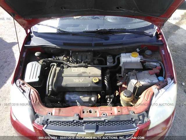 KL1TD56638B143350 - 2008 CHEVROLET AVEO LS RED photo 10