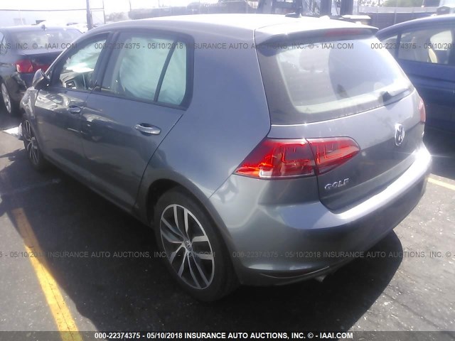 3VW217AU2FM074166 - 2015 VOLKSWAGEN GOLF GRAY photo 3