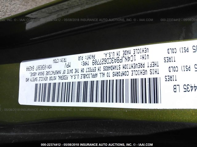 1C4NJPBA3CD627709 - 2012 JEEP PATRIOT SPORT GREEN photo 9