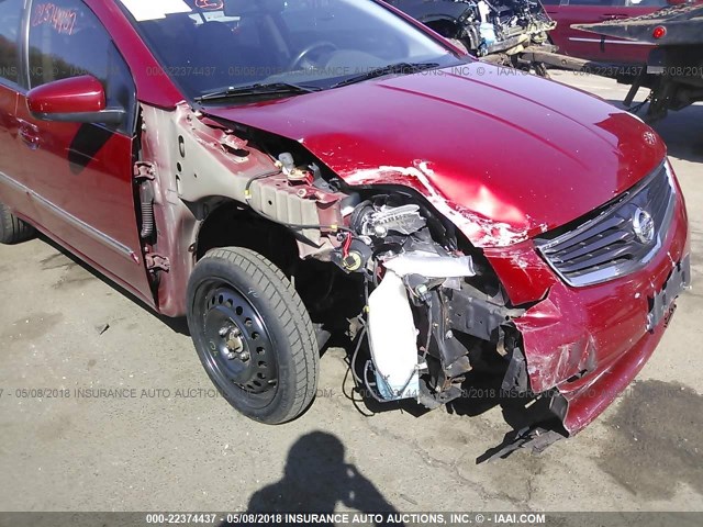 3N1AB6AP4AL629815 - 2010 NISSAN SENTRA 2.0/2.0S/SR/2.0SL RED photo 6