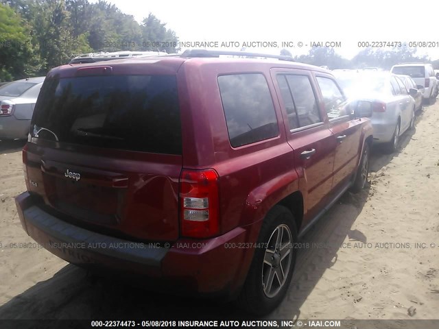 1J8FF28W18D796199 - 2008 JEEP PATRIOT SPORT BURGUNDY photo 4