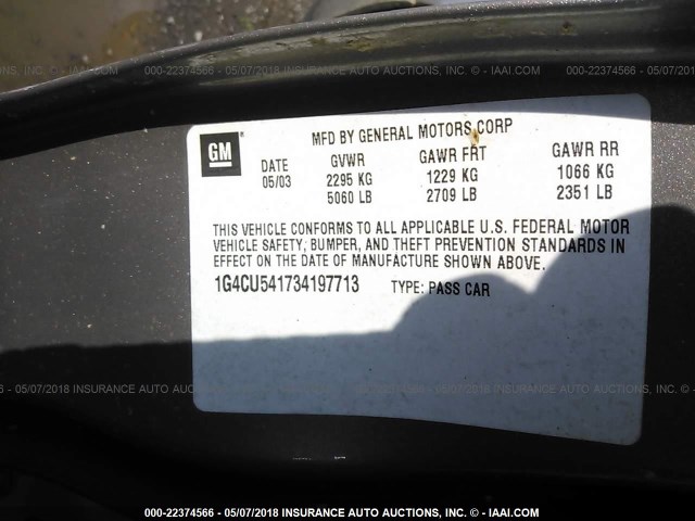 1G4CU541734197713 - 2003 BUICK PARK AVENUE ULTRA GOLD photo 9